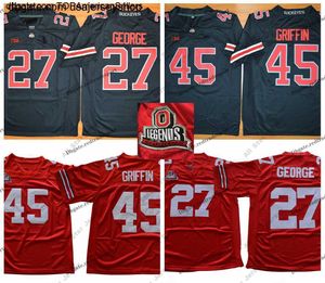 Vintage NCAA Ohio State Buckeyes College Football Maillots Hommes 27 Eddie George 45 Archie Griffin Cousu Shi
