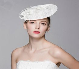 Vintage nouvelle église Derby Vintage mariage mariée fascinateur blanc pilulier dentelle fleur chapeau chapeau bandeau couronne diadème coiffes7391628