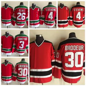 Vintage New Jersey 4 Scott Stevens 30 Martin Brodeur Hockey Jerseys 26 Patrik Elias 3 Ken Daneyko Jersey Mens Home Red Cousted Shirts C Patch