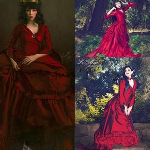 2021 Vintage New Mina Dracula Victorienne Agitation Occasion Robes De Bal Halloween Gothique Volants Train Plus La Taille Formelle Robe De Soirée En Taffetas