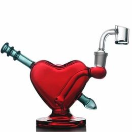 Vintage New Red Love Heart Glass Bong Pipe à eau Bubbler narguilé Heady Oil Dab Rigs Birdcage Percolator shisha