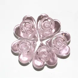 Vintage New Unique Pink Love Heart Shape Glass Bowl Para pipa de agua Bong Tubería de agua 14 mm 18 mm macho Bubbler Heady Oil Dab Rigs Birdcage Percolator glass ash catcher