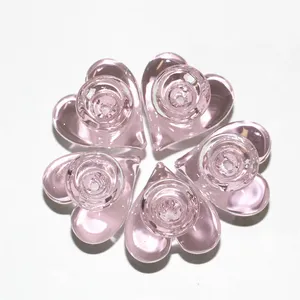 Vintage nieuwe unieke roze Love Heart Shape Glass Bowl voor waterpijp Bong waterpijp 14mm 18mm mannelijke Bubbler Heady Oil Dab Rigs Birdcage Percolator glazen asvanger