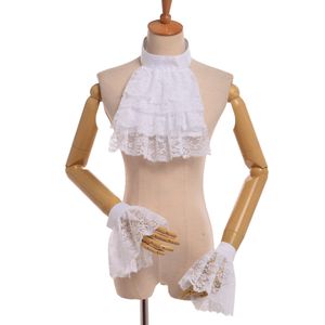 Vintage Noble Princesse Cosplay Blanc Dentelle Jabot Poignets Victorien Détachable Col À Volants Poignets Haute Qualité Expédition Rapide