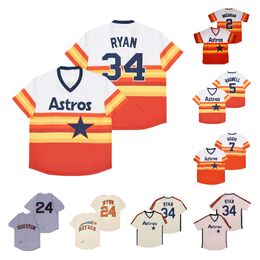 Maillot de baseball vintage Nolan Ryan 1969 1971 1980 Home Away Rainbow Grey Cream Pull Button Sitched Jersey