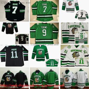 Vintage Dakota del Norte NCAA University Fighting College Sioux Ice Hockey Jerseys cosió 9 Jonathan Toews 11 Zach Parise 7 T.J.Jersey de la Universidad de Oshie