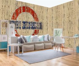 Mur décoratif d'alphabet de planche de bois nostalgique vintage papier peint d'humidité d'impression numérique HD