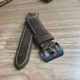 Vintage ocysa marron foncé noir Crazy horse ceinture en cuir véritable bracelet de montre 24mm 26mm pour pam montres 205i