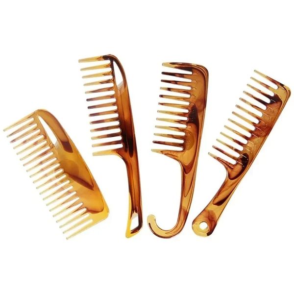 Peigne à tête d'huile Vintage, dents larges, brosse en plastique démêlant cheveux bouclés, peigne antistatique pour dos d'avion, outil de Massage et de coiffure