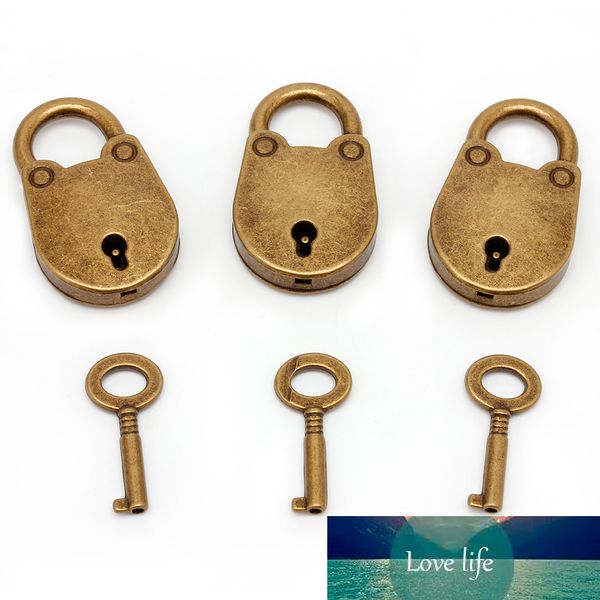 Vintage antiguo estilo antiguo Mini candados Archaize cerradura de llave con llave (lote de 3)