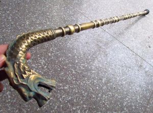 Vintage Old Copper Walking Sport Sticks Canes Trekking Strongdragon Head Handle5246644