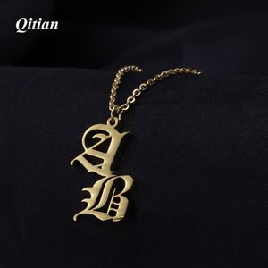 Vintage Oude Engelse Double Letters ketting Goud aangepaste naamplaatje ketting voor vrouwen van hoge kwaliteit roestvrijstalen sieraden V1912550