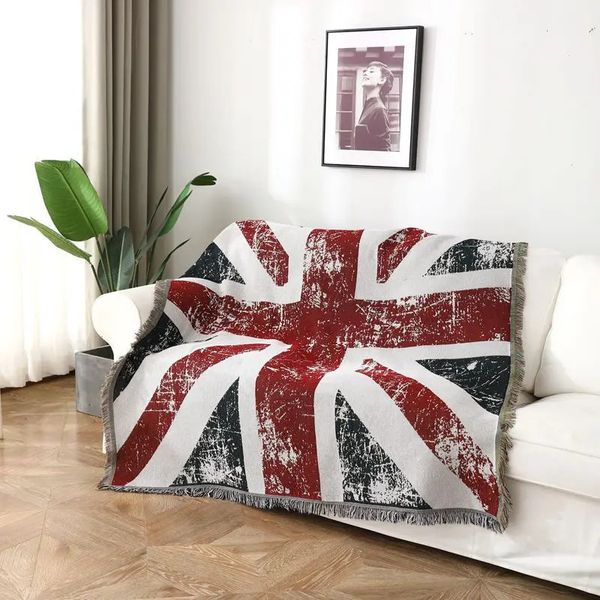 Vintage vieux drapeau britannique Union Jack Designer housse de canapé chaise jeter couverture tapisserie couvre-lit extérieur plage serviettes de sable tapis tapis 240327