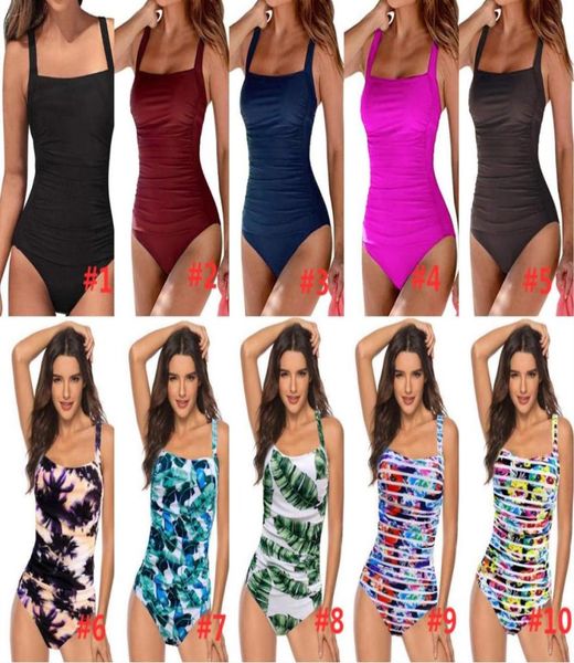 Vintage One Piece Swimsuit Femmes Swimwwear Push Up Bathing Fssuile Rucched Tummy Control Monokini rétro Plus taille Beachwear8852913