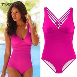 Vintage 1pc Swimsuits Women Plus Size Swimwear 2020 Push Up Bathing Suit Tummy Control Monokini Beachwear Swim Suits S XXL T200708