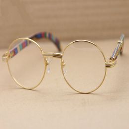 Gafas ópticas vintage marco redondo marco de pavo real lente de madera anteojos de la pierna gafas para hombres marco de miopía de mujeres 55 mm con estuche orignal 256W