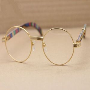 Vintage Optische Glazen Frame Ronde Frame Pauw Houten Been Brillen Frame Bril voor Mannen Vrouwen Bijziendheid Frames 55mm met Orignal 221G