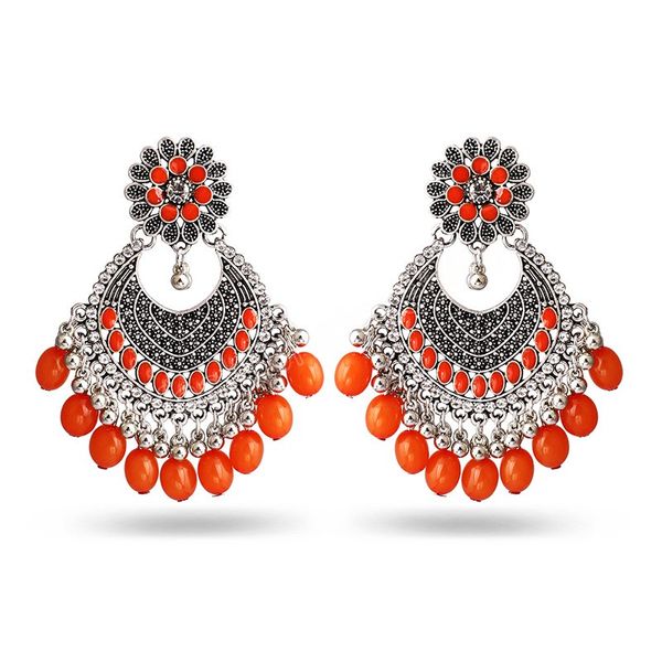 Pendientes de gota de flor de cristal acrílico naranja Vintage para mujer, pendiente étnico bohemio, regalo de joyería de fiesta india