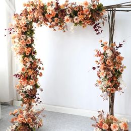 Vintage Orange Artificial Flower Row Wedding Arch Decor