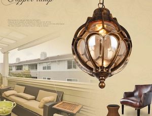 Vintage Outdoor balkon glas bal kroonluchters Europese druiven waterdichte aluminium kroonluchter E27 lamp