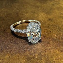Vintage ovaal geslepen Lab Diamond Promise Ring echte 925 sterling zilveren verlovingsring trouwring ringen voor vrouwen sieraden