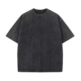 Vintage surdimensionné hommes plaine t-shirt tissu lourd coupe carrée 100% coton 230gsm soutien personnalisé graphique été t-shirt décontracté 240219