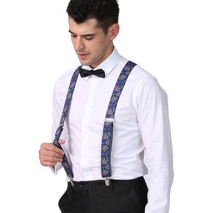 Vintage Paisley lederen bretels beugels voor mannen bruiloft tuxedo y back 6 clips heavy duty big size vader man geschenken