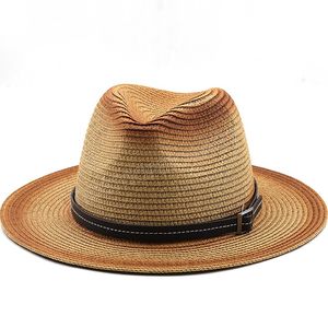 Sombrero de Panamá Vintage para hombre, sombrero Fedora de paja para hombre, Sombrero para el sol de ala ancha para mujer, sombrero de playa de verano de estilo británico, sombrero Trilby de Jazz, Sombrero