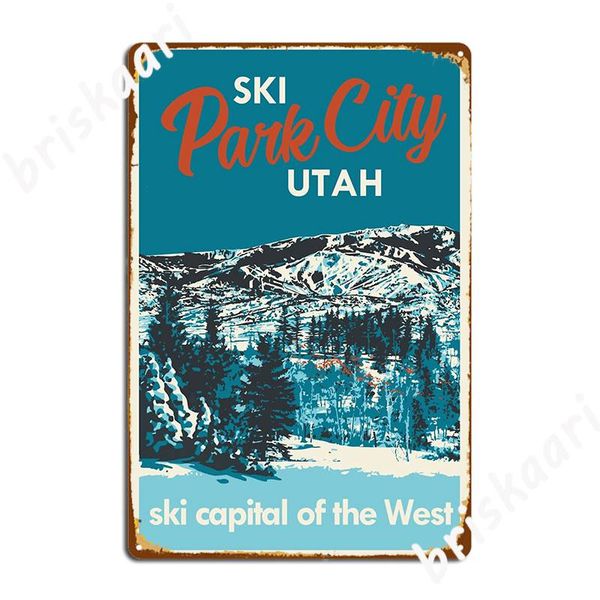 Vintage Park City Utah Ski Affiche Metal Plaque Affiche Cinéma Plaques Club Party Personnalise Sign Poster