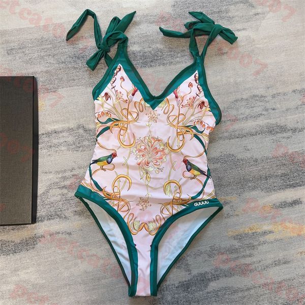 Patrón vintage traje de baño de baño para mujer bikini logotipo de una pieza traje de baño sexy encaje