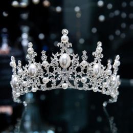Vintage parelkroon high-end volwassen trouwjurk kroonaccessoires legering kristal prinses bruiloft kroon diamanten bruiloft haaraccessoires
