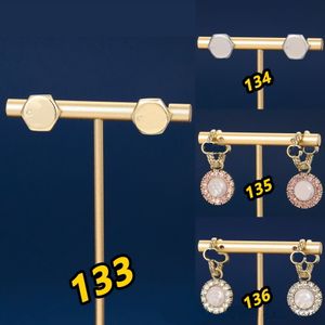 Vintage parel diamanten hanger dubbele letter oorknopje oorbel voor dames messing S925 zilveren naald oorbellen met originele doos sieraden aanbod