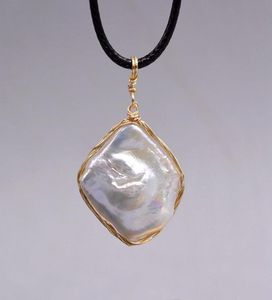 Colgante de perlas vintage Perla geométrica natural Hilo de seda dorado Colgante barroco Collar de perlas para mujer Regalos pequeños recomende6972645