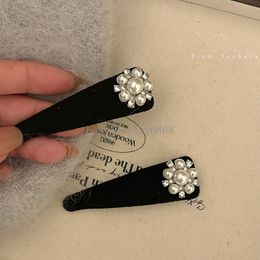 Pince à cheveux cassée Vintage avec perles fines et scintillantes pour femmes, pince Bb Simple de haute qualité, pince latérale polyvalente, accessoires pour cheveux