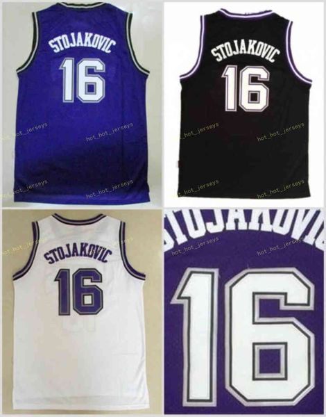 Vintage Peja 16 Stojakovic Maillots 30 N Team Away Violet Noir Blanc Cousu