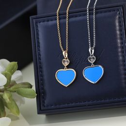 Collier pendentif vintage cuivre avec designer à plaques or bleu coeur charme de chauffage