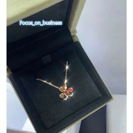Collier pendentif vintage S925 en argent sterling trèfle à trois feuilles fleur charme cristal rouge gravé chaîne courte ras du cou pour femmes bijoux avec boîte