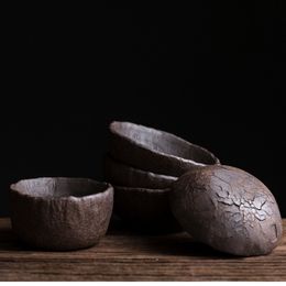 Vintage Persoonlijke koffiekope pu'er thee -ceremonie keramisch grove aardewerk theekop met de hand geschilderde kleine theekom