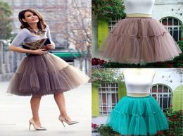 Vintage enaguas coloridas de 1950 estilo corto mini tul tutu faldas subyacentes cintura elástica banda de satén para el vestido 1452026