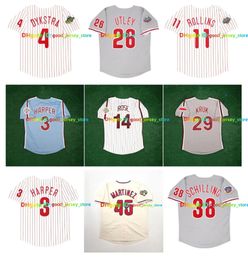 Vintage Phillies Baseball Jerseys - Utley, Kruk, Harper, Schmidt, Rose - S -5XL Men Women Youth