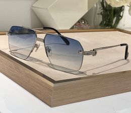 Lunettes de soleil pilote Vintage pour hommes, demi-monture argentée/bleu dégradé, lunettes de luxe, nuances Occhiali da sole UV400, 0426