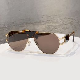 Vintage Pilot Sunglasses Gold Havana / Dark Brown Lens 2252 Mens Summer Sunnies gafas de sol Sonnenbrille UV400 Eye Wear con caja