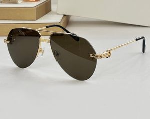 Vintage pilotenzonnebril goud metaal half frame bruine lenzen heren zonnebril tinten Lunettes de Soleil luxe bril Occhiali da sole UV400 brillen