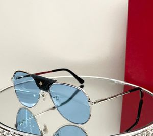 Lunettes de soleil pilotes vintage Shades Silver / Blue Lens Lunettes de soleil pour hommes Designers Lunettes avec boîte