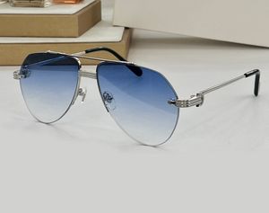 Lunettes de soleil pilote vintage monture en métal argenté/verres dégradés bleus hommes lunettes de soleil d'été Sonnenbrille nuances de mode UV400 lunettes unisexe