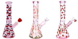 Vintage Pink Cherry Strawberry Glass Pipe Bong Dab Rig Water Hookah Original Glass Factory hecho puede poner el logotipo del cliente por DHL UPS CNE