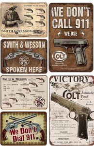 Vintage Pistolet Tin Signs Rétro Pistolet Plaque Métallique Peinture Décoration Murale Plaque Métallique Tin Affiche Man Cave Bar Pub Club 20x30cm Wo3