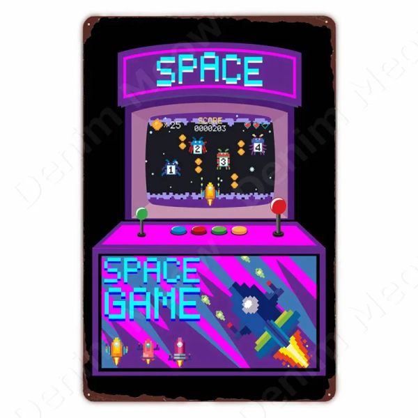 Vintage Pixel Games Metal Tin Sign FC Game FC PLAQUE RETRO ARCADE Juego de arte Impresiones de arte de pared para la sala de juegos de la cueva del hogar decoración de la pared