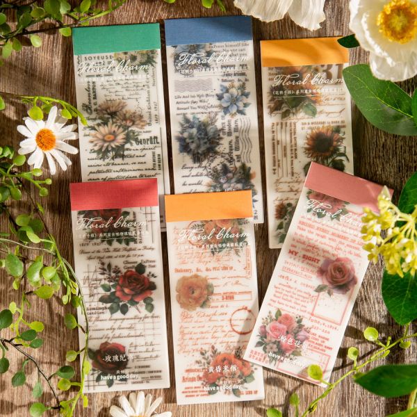 Vintage Plant Flower Manuscript Translucent Material Paper Junk Junking Scrapbooking Decorative Craft Diary Paper