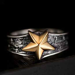 Vintage populaire Golden Star 14K bague en or blanc hommes femmes Couple anneaux proposition de mariage mode bague bijoux cadeau queue anneau redimensionnable